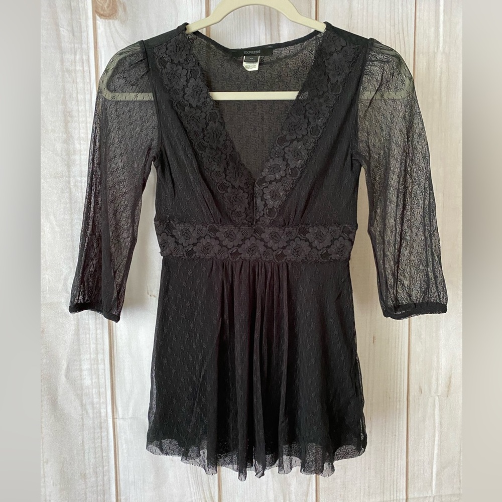 Express black lace top, XS